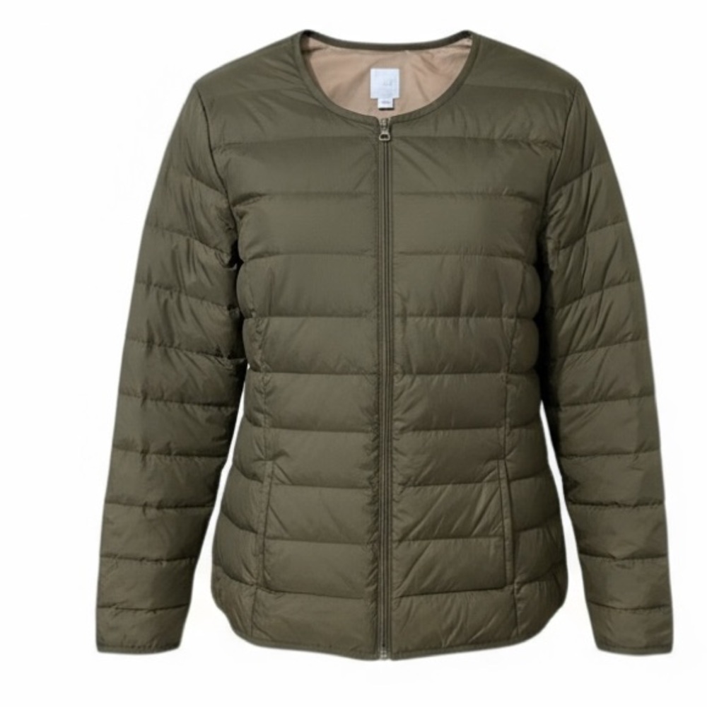 J.JILL Women's Zip Front Lightweight Down Puffer Coat Jacket size XL base layer